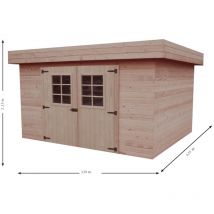 Habrita - Abri Mono Pente 14,75 m² – Épicéa Massif 28 mm – Bac Acier – Sans Plancher