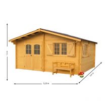 Habrita - Abri madriers bois massif avec double rainurage 22.87 m2 bi-chromatées nan5040.02n