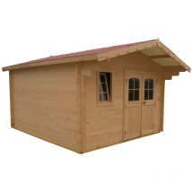 Habrita - Abri Natura Double Pente 15,73 m² – Épicéa Massif 42 mm – Feutre Bitumé – Sans Plancher