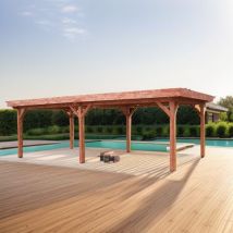 Habrita Carport Ombra - 4,04 x 7,54 m - Sapin du Nord Contrecollé - 6 Poteaux - Toit Bac Acier