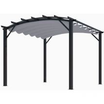 Habrita Foresta Pergola arche structure mixte aluminium/acier gris anthracite 11,22 m2 toiture gris 140 gr/m2 - PER3433GG