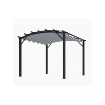 Habrita Foresta Pergola arche structure mixte aluminium/acier gris anthracite 11,22 m2 toiture gris 280 gr/m2 - PER3433GN