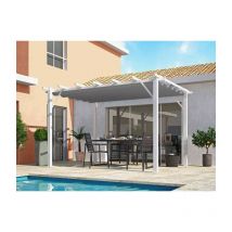 Foresta - Pergola en aluminium blanc 100x100 mm ép.1,2 mm toiture gris 280 gr/m2 - PER4030WN - Habrita