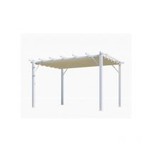 Foresta - Habrita Pergola en aluminium blanc 100x100 mm ép.1,2 mm toiture écru 12 m2 - PER4030WE