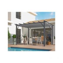 Foresta - Habrita Pergola en aluminium gris anthracite 100x100 mm ép.1,2 mm toiture gris 140 gr/m2 - PER4030GG