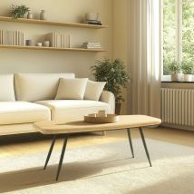 Macabane - haby - Table basse gm plateau en pin pieds scandinaves métal vert