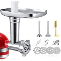 Hachoir à Viande Compatible Pour Accessoires Kitchenaid Tuyaux De Remplissage De Saucisse Avec 4 Disques - Accessoires D'extension Pour Artisan