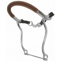 Hackamore en acier inoxydable avec de longues tiges et un nez avec une chaîne recouverte de caoutchouc