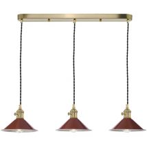 Hadano Suspension de barre en laiton à 3 lumières avec abat-jour en forme de dôme d'ombre