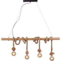 JustLight 4er Pendelleuchte Rope schwarz-natur 100 x 7 cm E27 15 w Pendelleuchte