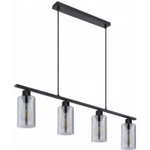 Etc-shop - Hängeleuchte Pendellampe Metallhängeleuchte Metall Balken 3 Balken schwarz matt, Glaslampenschirm rauch Design, 4x E27, LxBxH 98 x 14 x