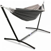 Hängematte mit Gestell Hängeliege Relaxliege Outdoor Indoor 180x140 bis 120Kg Anthrazit