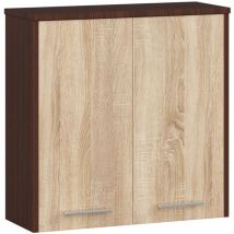 Abamihome - Hängender Badezimmerschrank akord fin Wenge 60 cm 2 Türen 2 Ebenen Front Sonoma-Eiche B60 x H60 x T22,5 cm