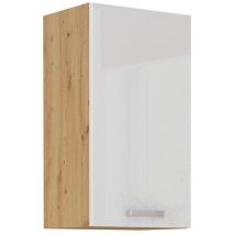 Küchen Preisbombe - Hängeschrank 40 cm Eiche Artisan + Weiß Hochglanz Küchenzeile Küchenblock Küche
