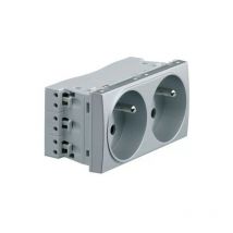 WS122T Double socket 2P+E - Systo titanium - 16A - Hager
