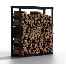 24 Feuerholzregal Stahl Holzlager 100x100x25cm Brennholzregal Kaminholzregal Innen Außen Wetterfest Schwarzer Rahmen Vierkantprofil - Hago