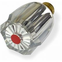 Messing Hahnoberteil Ventiloberteil 3/8' Warmwasser rot Acryl-Griff