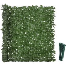 Haie Artificielle Brise-Vue décoration Rouleau 3L x 1,5H m Feuillage hêtre réaliste Anti-UV, feuilles en soie, Vert foncé