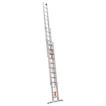 Echelle coulissante à corde professionnelle 3 plans 3x12 échelons 8m/8,4m en alu Hailo Trio