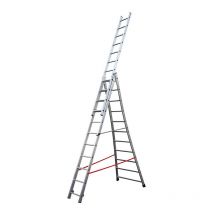 Echelle transformable base évasée 3 plans 3x11 échelons 6,5m/7,3m en alu Hailo Premium