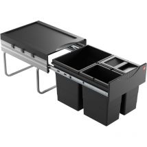 HAILO Mülltrennsystem AS Raumspar Tandem 18 L/ 8 L/ 8L/ Deckel Dunkelgrau Abfallsammler Mülleimer
