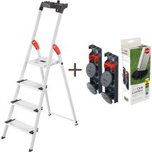 Hailo Stehleiter L80 Comfortline (4 Stufen) Im Set Mit Easyclix Garden Size L