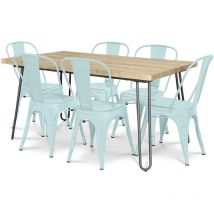 Pack Dining Table - Industrial Design 150cm + Pack of 6 Dining Chairs - Industrial Design - Hairpin Stylix