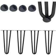 Tischbeine 4er Set Hairpin Leg Haarnadelbeine Tischgestell Tisch Tischkufen Legs Esstisch Harpins Tischbein 3 Streben Schwarz - 72 cm