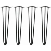 4er Set Tischbeine aus Stahl, (h) 60 cm, schwarz, 3 Streben - Zelsius