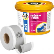HALBAU Dichtset für Duschabdichtung Bad Abdichtung Dichtband Flüssigfolie 12kg H21