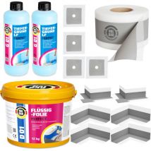 HALBAU Dichtset für Duschabdichtung Bad Abdichtung Dichtband Flüssigfolie 12kg H31