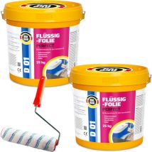 Halbau - Flüssigfolie Perfect Badabdichtung Dichtmembran Dichtfolie + Farbroller 25cm D01 - 50KG