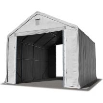 Hall hangar de stockage 6 x 12 m / hauteur de côté 4m tente industrielle avec bâche PRIMEtex pvc 2300 n ignifugé gris