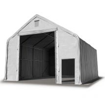Toolport - Hall hangar de stockage 8 x 8 m / hauteur de côté 4m tente industrielle avec bâche PRIMEtex pvc 2300 n ignifugé gris