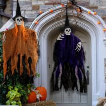 Halloween Decoration Effrayante,10580cm Suspendu Fantôme De Faucheuse 2 Pièces Halloween Suspendu Crâne Décoration Décorations De Maison Hantée À 