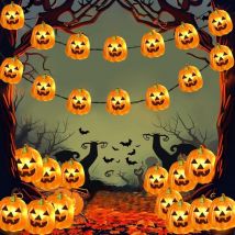 Halloween Deko Halloween Lichterkette, 3M 30 LED 3D Kürbis Lichterkette Batteriebetrieben Halloween Deko Innen für Allerheiligen, Außen & Innen,