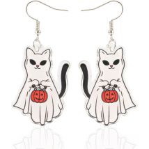Halloween Ohrringe, Kürbis Geister Katzen Ohrringe Süß Geister Ohrringe Gruselig Halloween Acryl Ohrringe für Frauen Mädchen Halloween Party