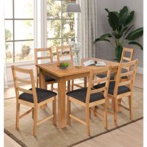 Hallowood Furniture Camberley Oak Butterfly Extendable Dining Table and Chairs Set 6, Wooden Kitchen Table with 4 Ladder Back Chairs in Charcoal