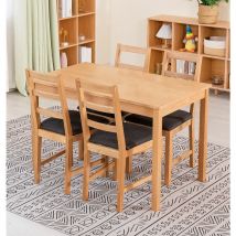 Waverly Oak Small Dining Table and Chairs Set 4, Kitchen Table (120x70cm) & Ladder Back Solid Oak Chairs with Charcoal Seat, Dining Room Sets for
