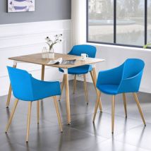 Halo Eden Dining Set - an Oak Wooden Dining Table and Set of 4 Blue Wooden Dining Chairs - Dining Room Kitchen