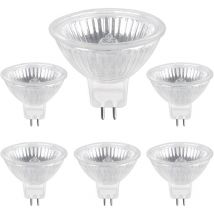 Jusch - Halogen lamp GU5.3 35 w 12 v, 400 lm warm white 2700 k dimmable, MR16 halogen spot bulb, 6-pack