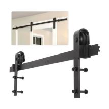 183cm Quincaillerie Kit de Rail pour Porte Coulissante,pour Portes Coulissantes,120 kg,noir - Haloyo