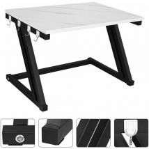 Haloyo - Mikrowellenregal mit 4 Haken,2-Stufiges,57 x 38 x 38 cm,schwarz+marmor