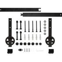 200cm Quincaillerie Kit de Rail pour Porte Coulissante,pour Portes Coulissantes,grandes roues,120 kg,noir - Haloyo