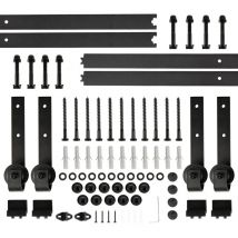 Haloyo - 366cm Quincailleri Kit de Rail Pour Porte en Bois Simple,120 kg,noir