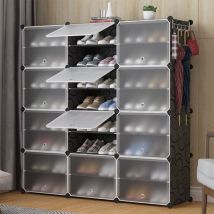 Haloyo - Armoire à Chaussures Grande Capacité,Meuble à Chaussures Etagère avec 12 Portes Plastique, Étagère à Chaussures,noir