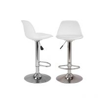 Barhocker 2er Set, Höhenverstellbar, Küchenbarstuhl Mit Rückenlehne Und Fußstütze, 360° Drehbar,weiß - Haloyo