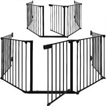 Haloyo - Barrière de protection 5 panneaux,pour enfants pour cheminée et escaliers,310 x 2.5 x 75cm,noir