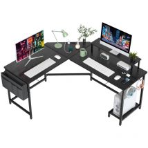 Haloyo - Computerarbeitsplatz, Spieltisch, Ergonomischer Spieltisch, Ecke-gaming-arbeitsplatz Mit Becherhalter. Maße: 160 - 135x55x74cm, Schwarz.