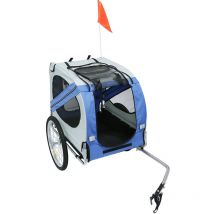 Faltbarer Hundefahrradanhänger, Haustierwagen, Fahrrad, 137 x 73 x 90 cm, Rotschwarz, Blaugrau - Haloyo